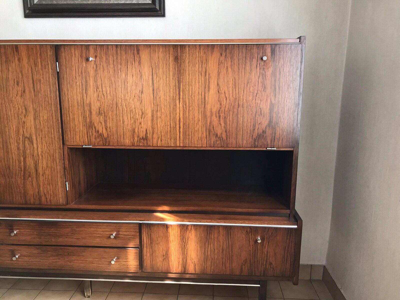 Mid-Century Brown Wood Buffet G.N.B. (1960s) - 2 parts, 217 x 46 x 139 cm
