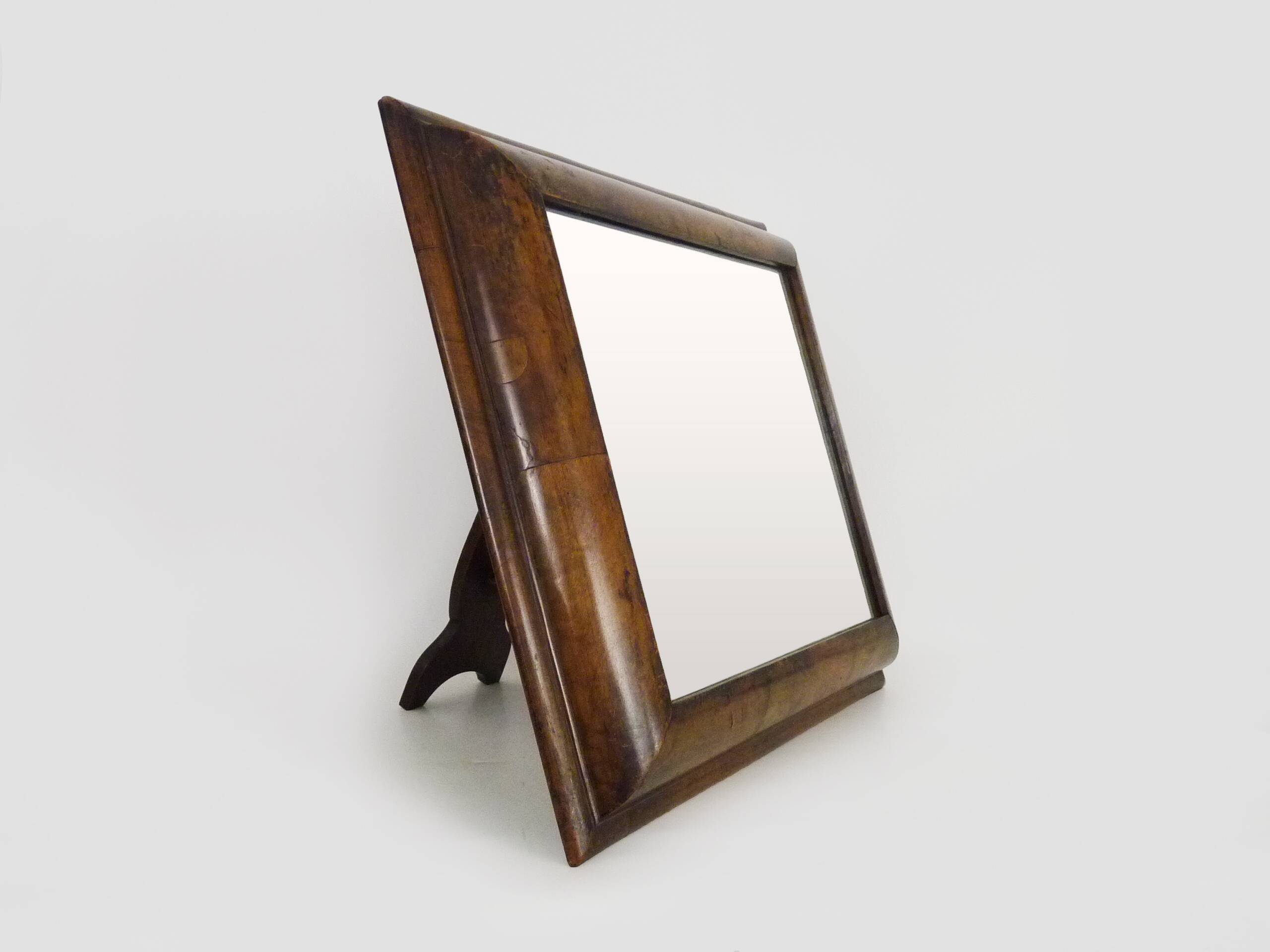 Very large Psyche Mirror in walnut wood. Orthodox bible mirror. 19th century. 53X63 cm - 20.86X24