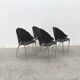 Set of 4 chairs by Bernard Dequet for Protis France Design in cast aluminum and leather, France 1980
