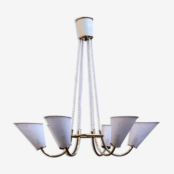 Chandelier 6 fires in perforated metal 50s