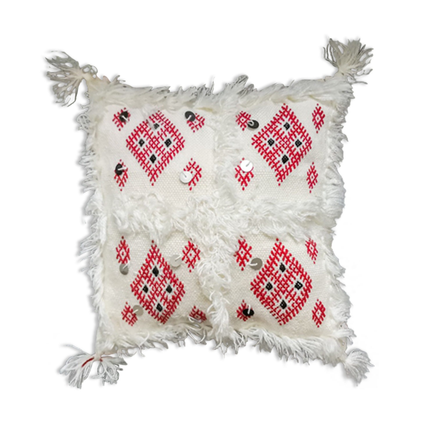 Berber cushion red and white