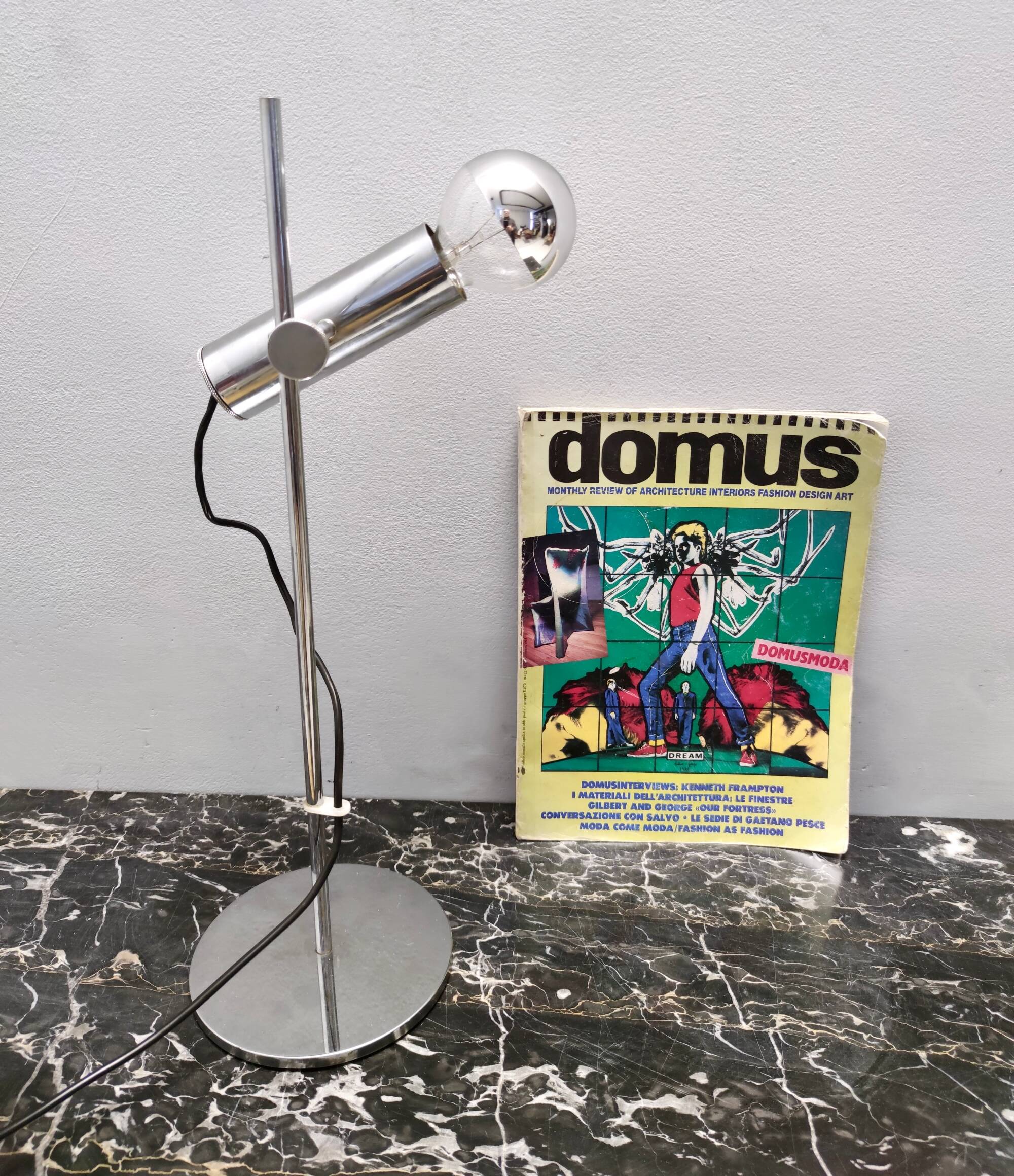 Chrome-Plated Brass Desk Lamp attr. to Giuseppe Ostuni for O-Luce, Italy