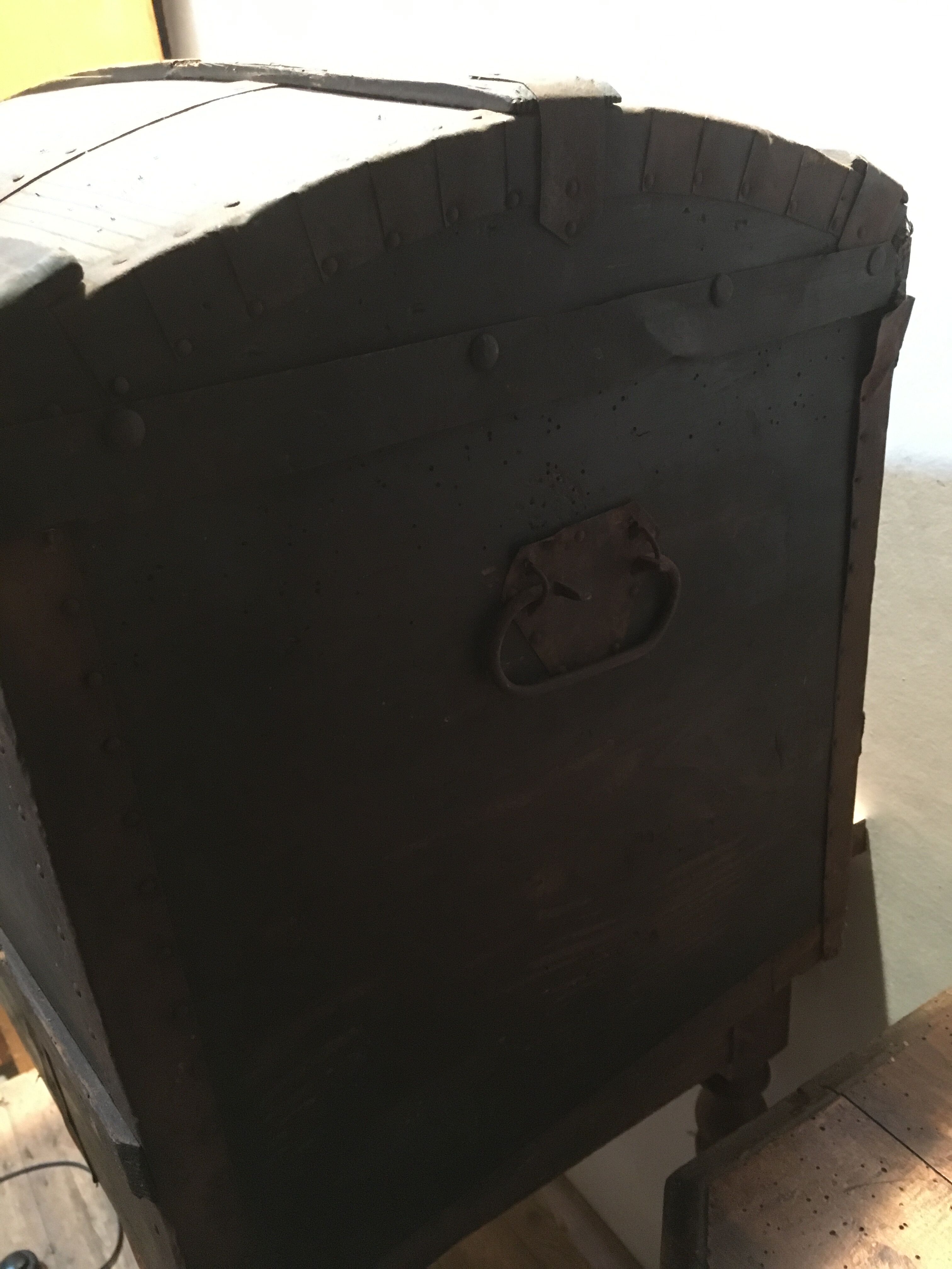 Black travel trunk with a fabric top