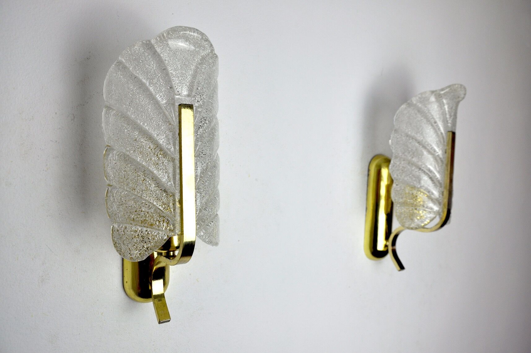 Pair of "leaf" wall lamps by Carl Fagerlund, Murano glass, Germany, 1970