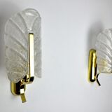 Pair of "leaf" wall lamps by Carl Fagerlund, Murano glass, Germany, 1970