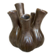 Tulip vase with ceramic flowers in brown and gold.