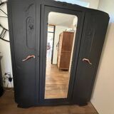 Matte black Art Deco wardrobe