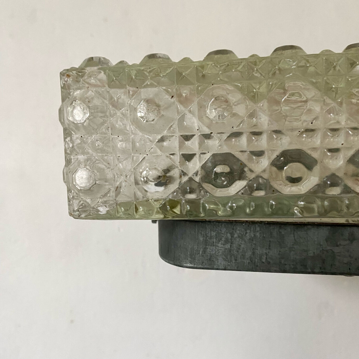 Rectangular moulded glass ceiling light