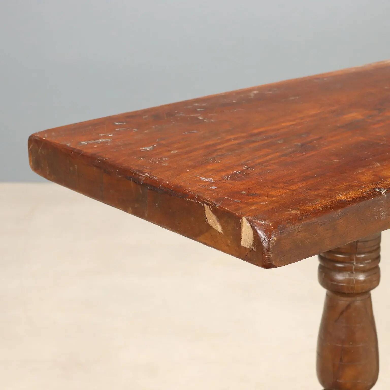 Antique walnut table with curved legs, Italy, 20th century.