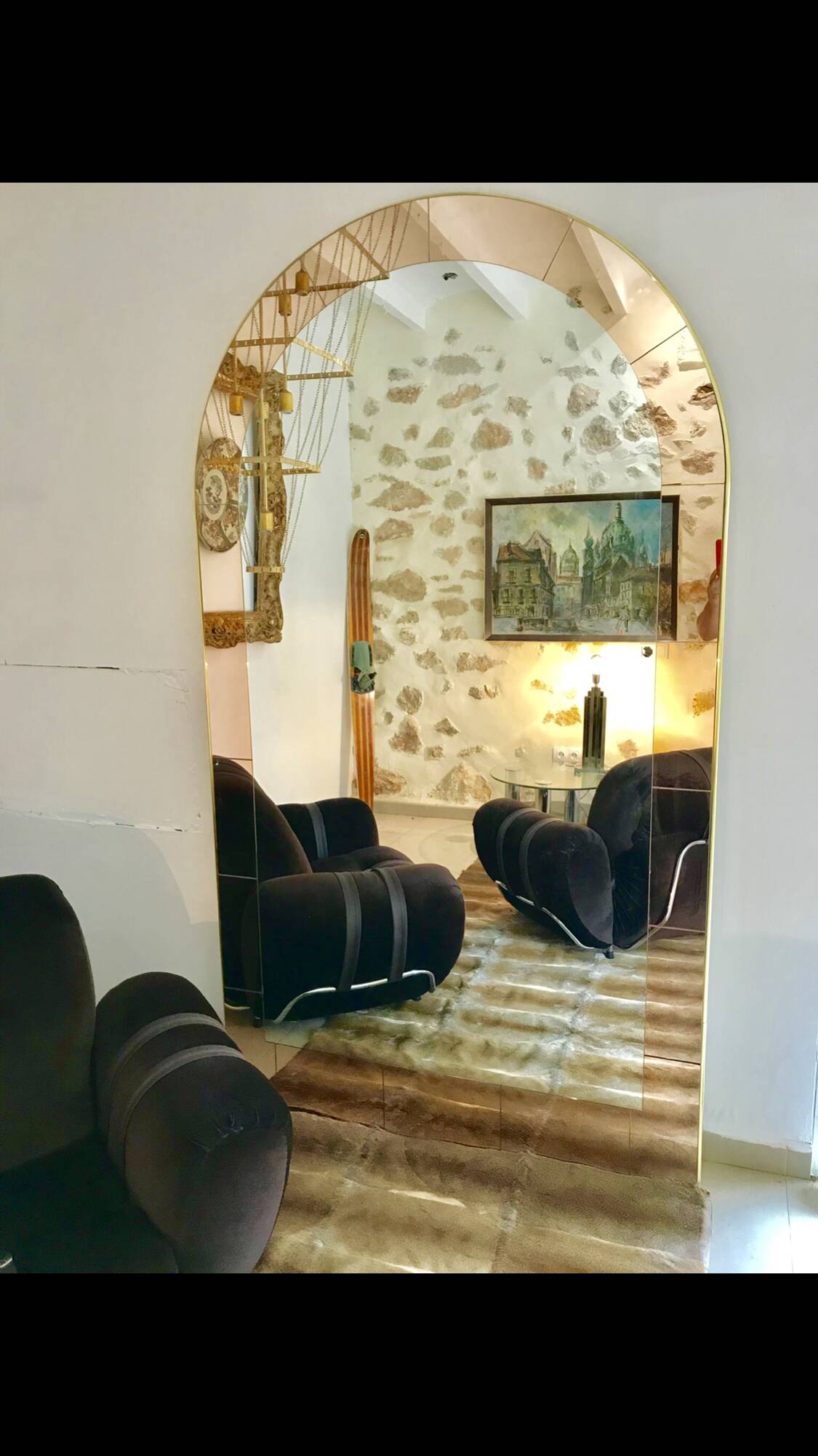 Large mirror in Italian arcade 1980 115x220cm