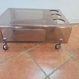 Smoked plexiglass coffee table from the 70s
