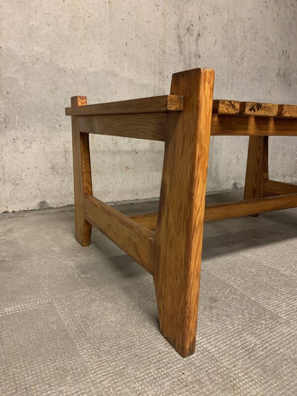 Table Basse Vintage en Pin Époque Reconstruction Design Brutaliste