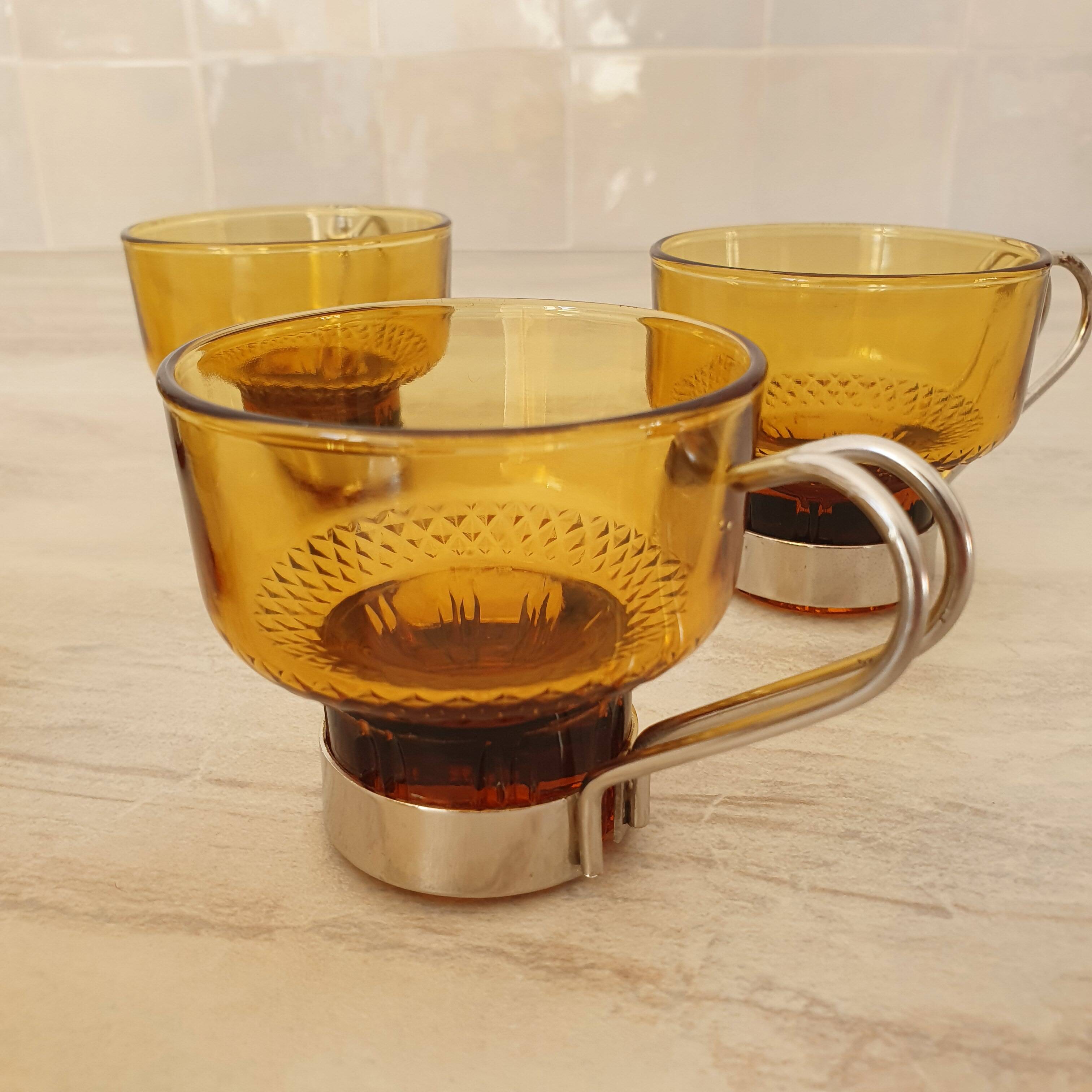 Amber glass italian coffee espresso cups