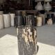 Black petrified wood side table with beige side H35 D24 - 3352