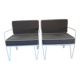Vintage white metal Croisette style armchairs with hairpin legs in superb condition