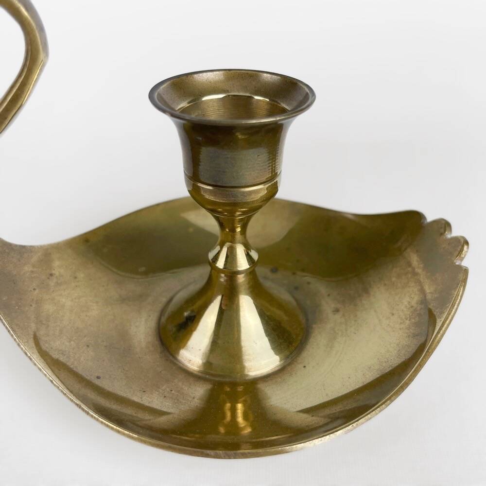 Brass swan cellar rat candle holder