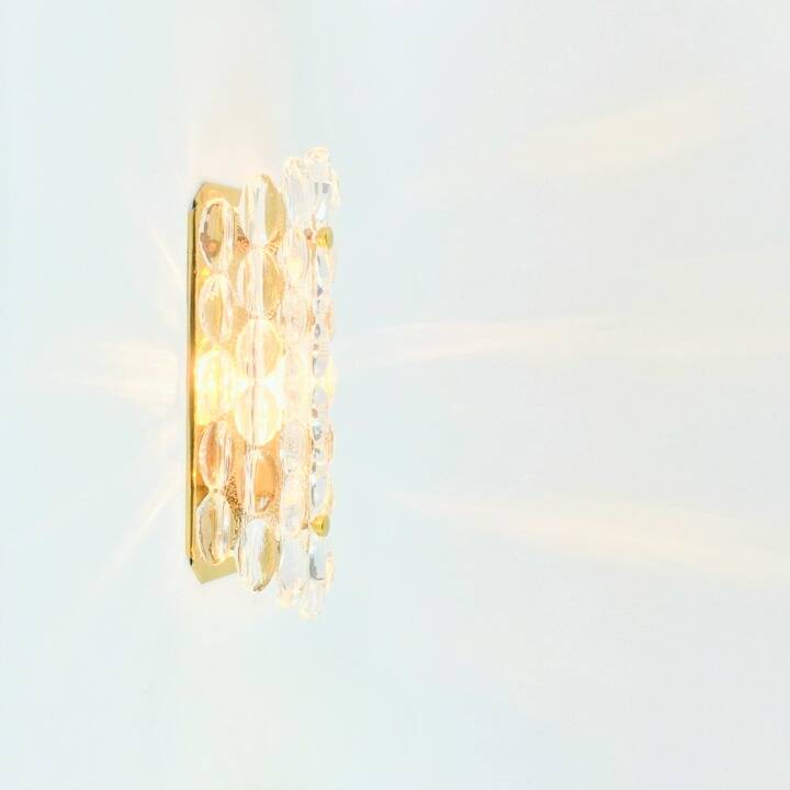 Mid Century Scandinavian Glass & Brass Wall Light by C. Fagerlund, 1960s