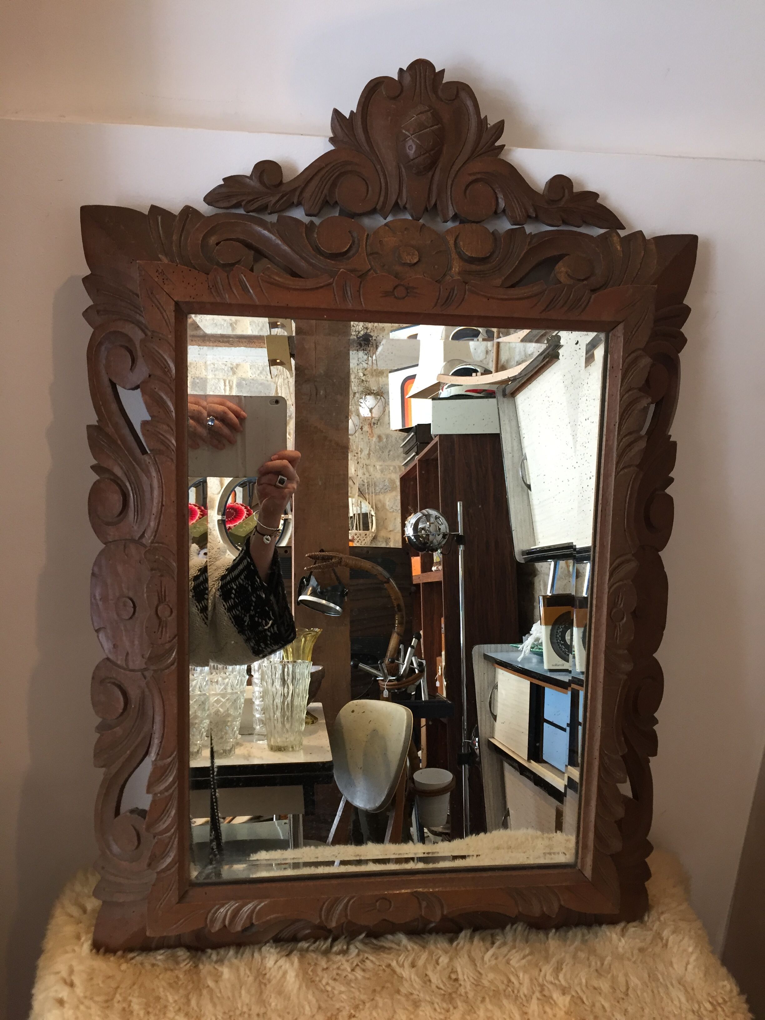 Large wooden mirror