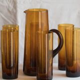 Orangeade in blown yellow glass service