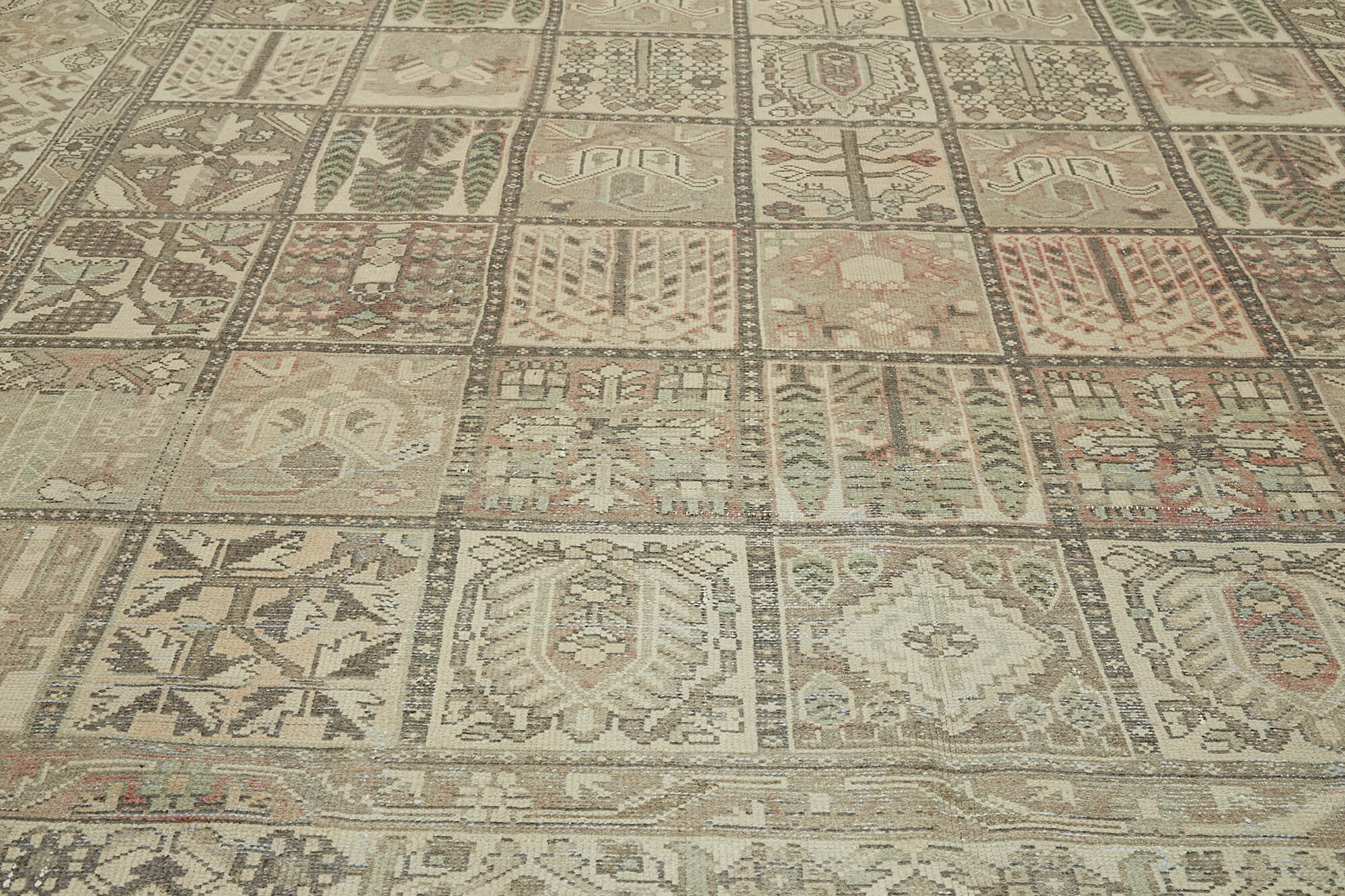 Handmade oriental 1980s 303 cm x 368 cm beige wool carpet