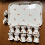 Service of 10 diabolo egg cups, 2 salt cellars and Haviland porcelain tray and