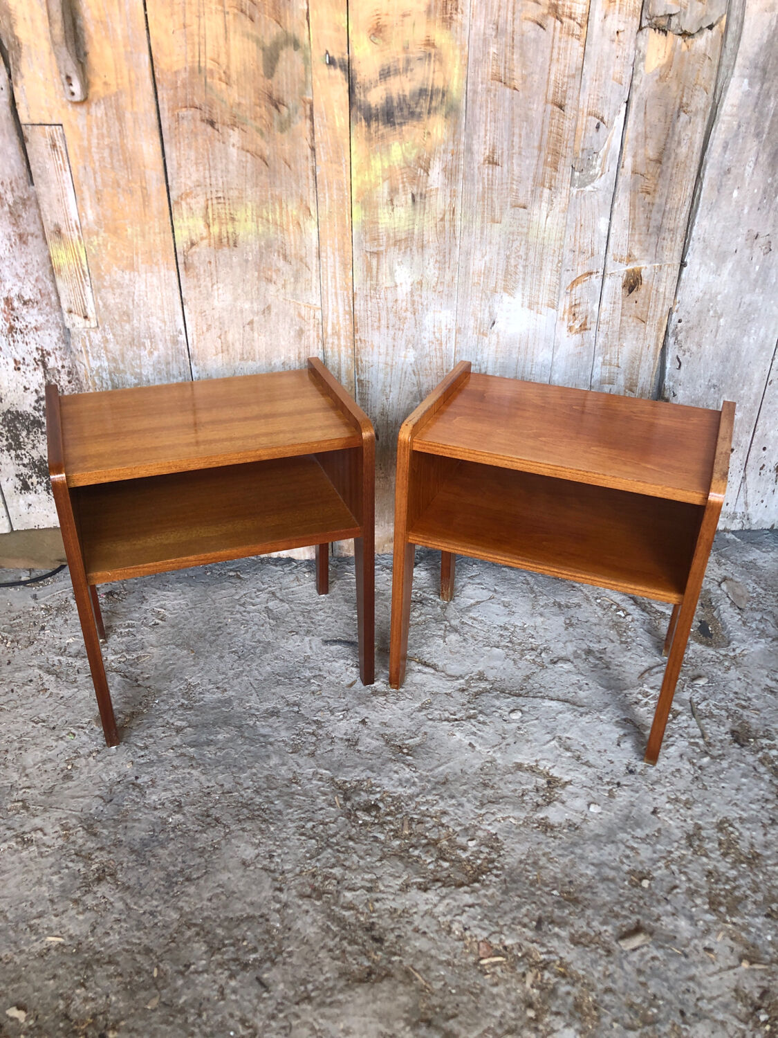 Pair of bedside table scandinavian vintage wood