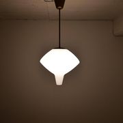 Large opaline pendant / modern brass mid-century ASEA Sweden, 1940s