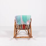 Fauteuil à bascule italien en rotin, 1960