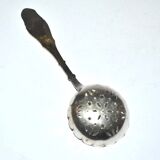 Sprinkling spoon - sugar ladle in silver metal with laurel scroll decoration 13cm