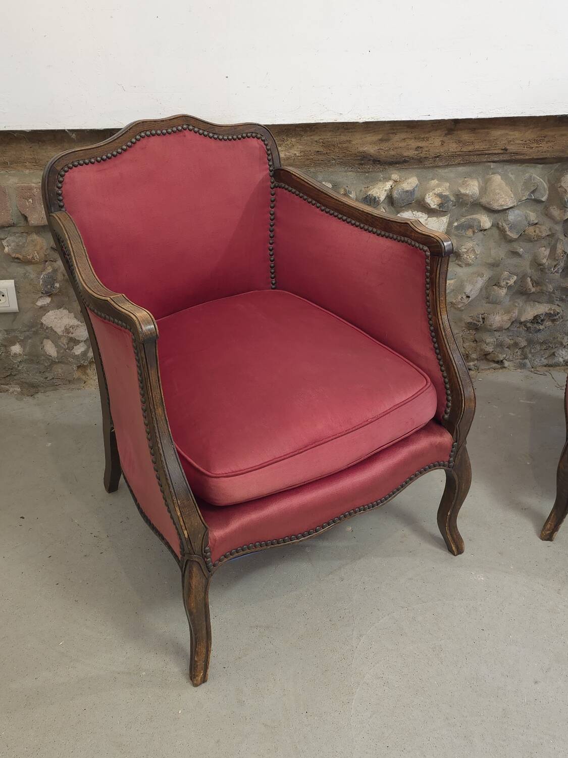 Pair of Louis XV style bergere chairs
