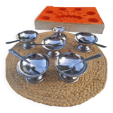 Lot de 6 bols à dessert vintage en acier inoxydable avec 5 cuillères