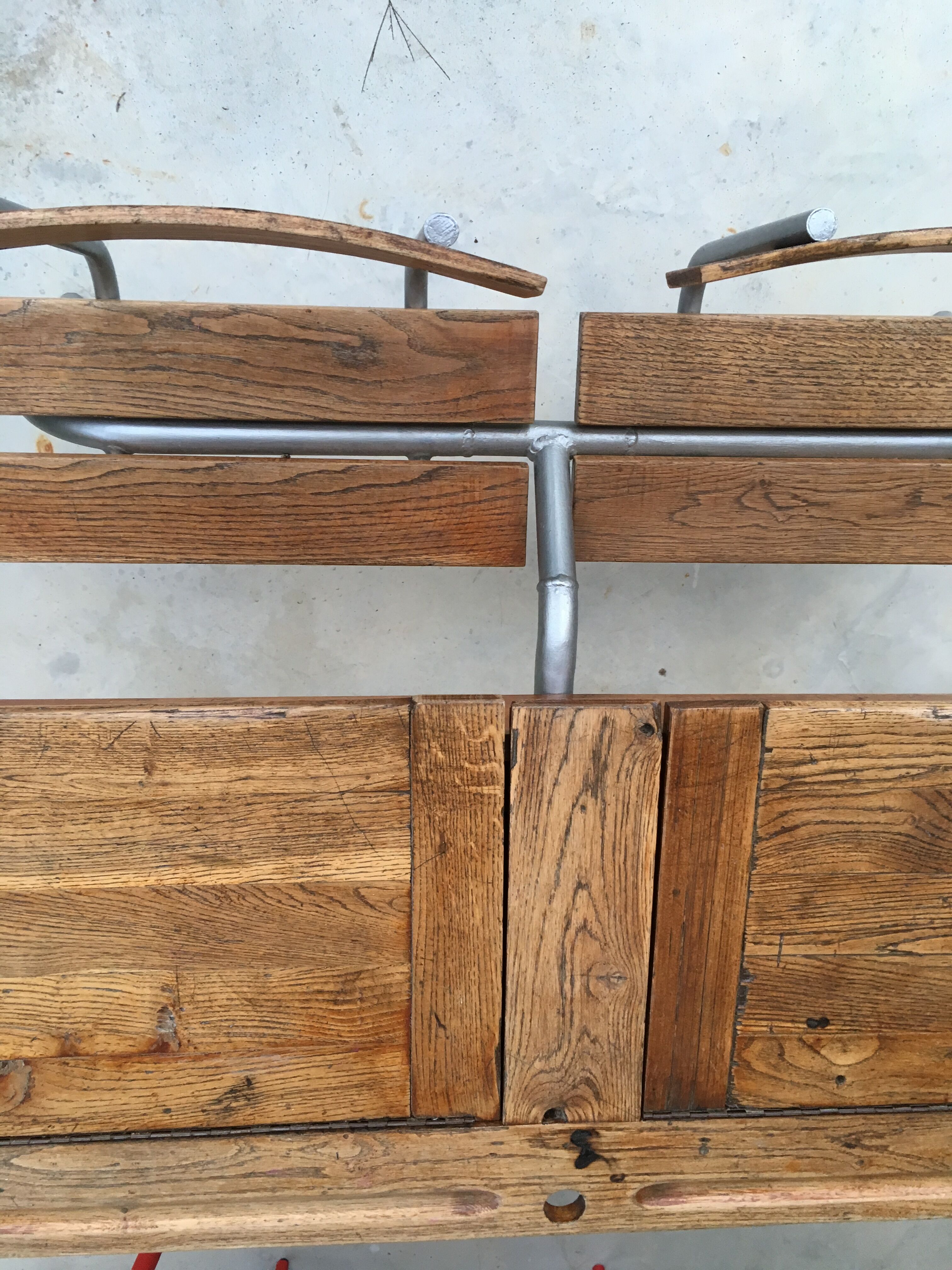 1950s Double wood and metal school desk