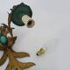 Pair of gold metal wall lights with turquoise glass inlay. 70