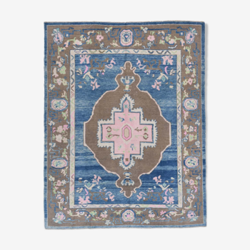 Royal blue & brown oushak rug 297x237cm