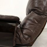 Fauteuil et ottoman Marsala en cuir marron par Michel Ducaroy pour  Ligne Roset