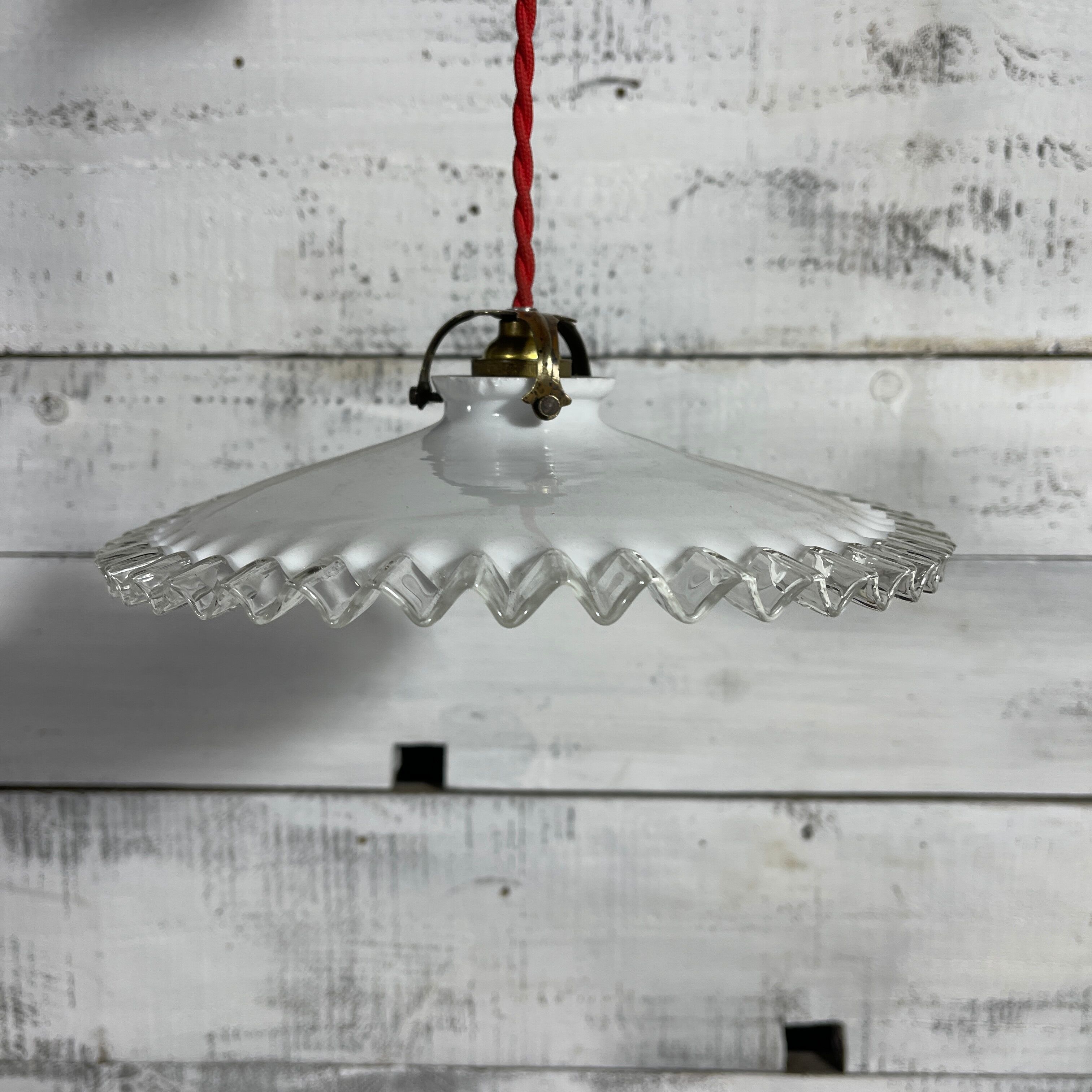 Opaline suspension pleated red cord