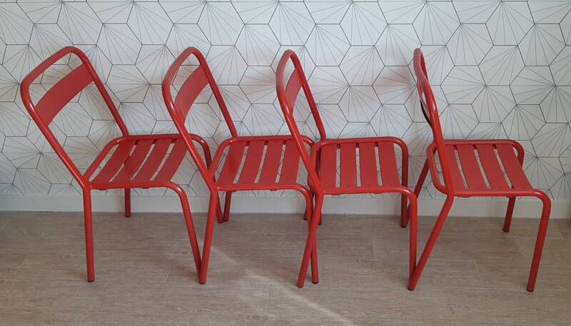 Set of 4 Tolix T1 chairs by Xavier Pauchard, vintage 1960.