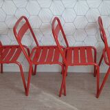 Lot de 4 chaises tolix t1 par xavier pauchard, vintage 1960.