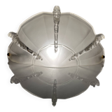 Partially frosted pressed glass wall lamp Art Deco Ezan icicle Jean Gau