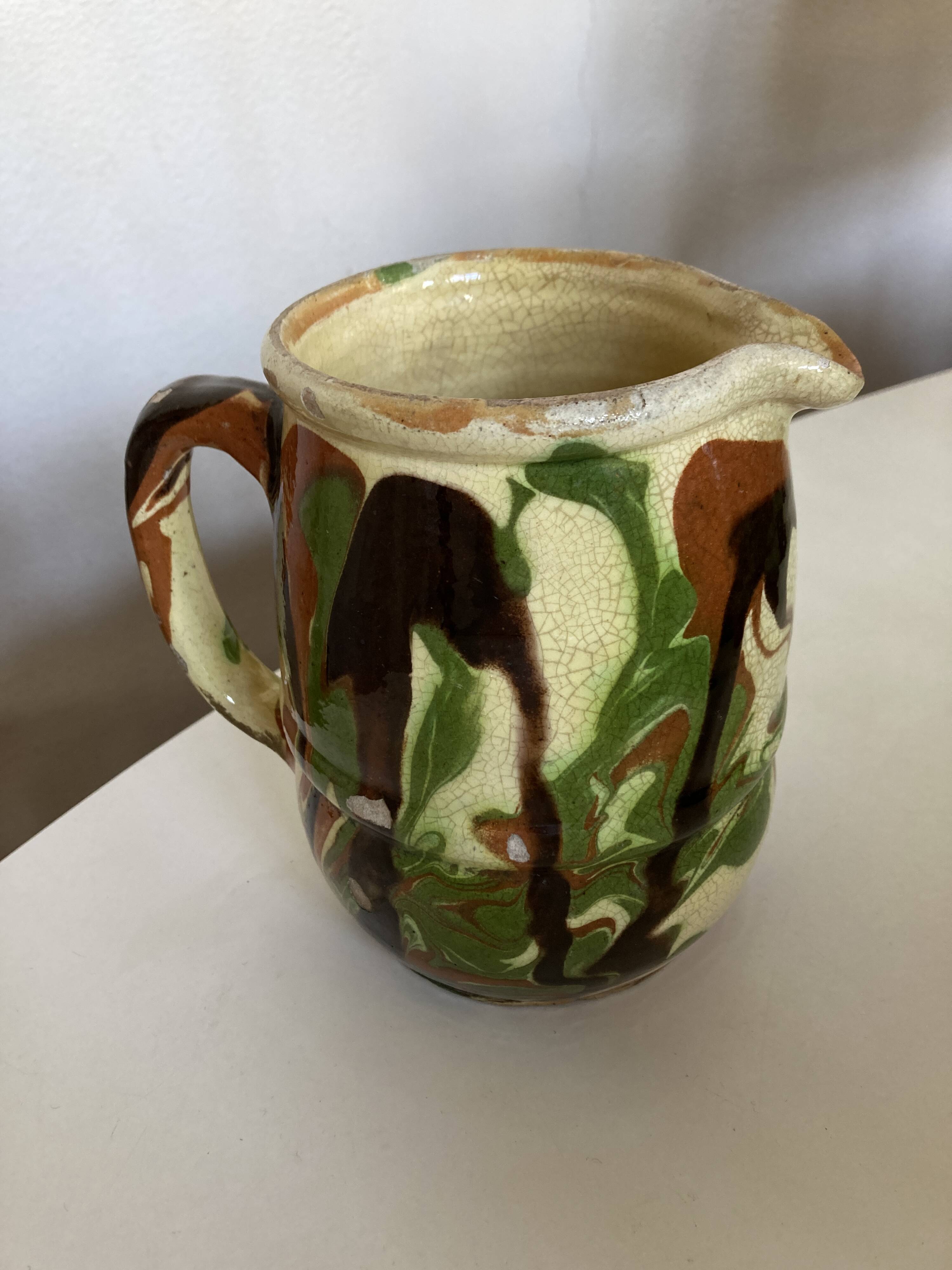 Mixed earth terracotta pitcher Provence 1950