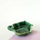 Leaf-shaped earthenware catchall, green and gold, 1970.