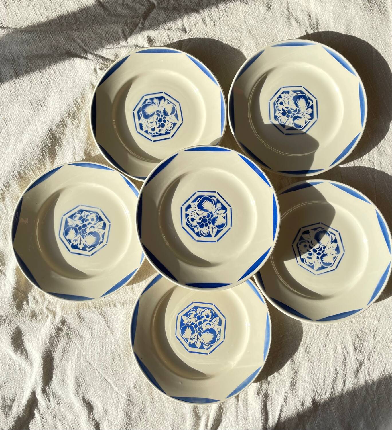 6 K&G Luneville Art Deco Dessert Plates Fructidor Model