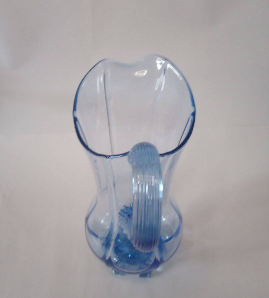 Art Glass Blue Pitcher