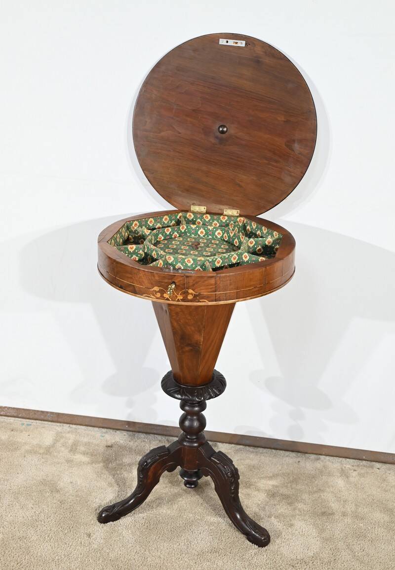 Trumpet Table for Work and Games, Walnut – Late 19th Century