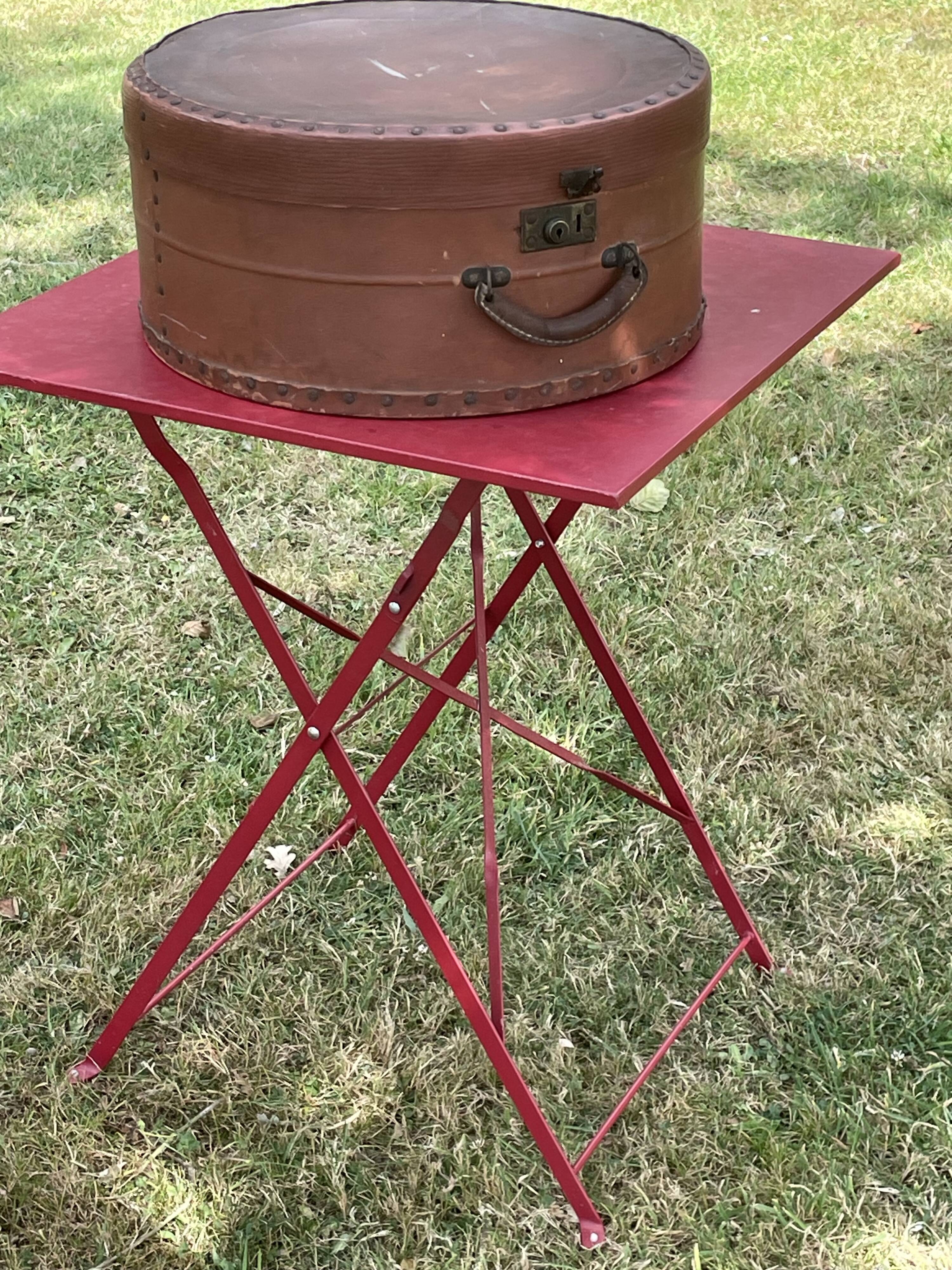 Large old boiled cardboard hat box