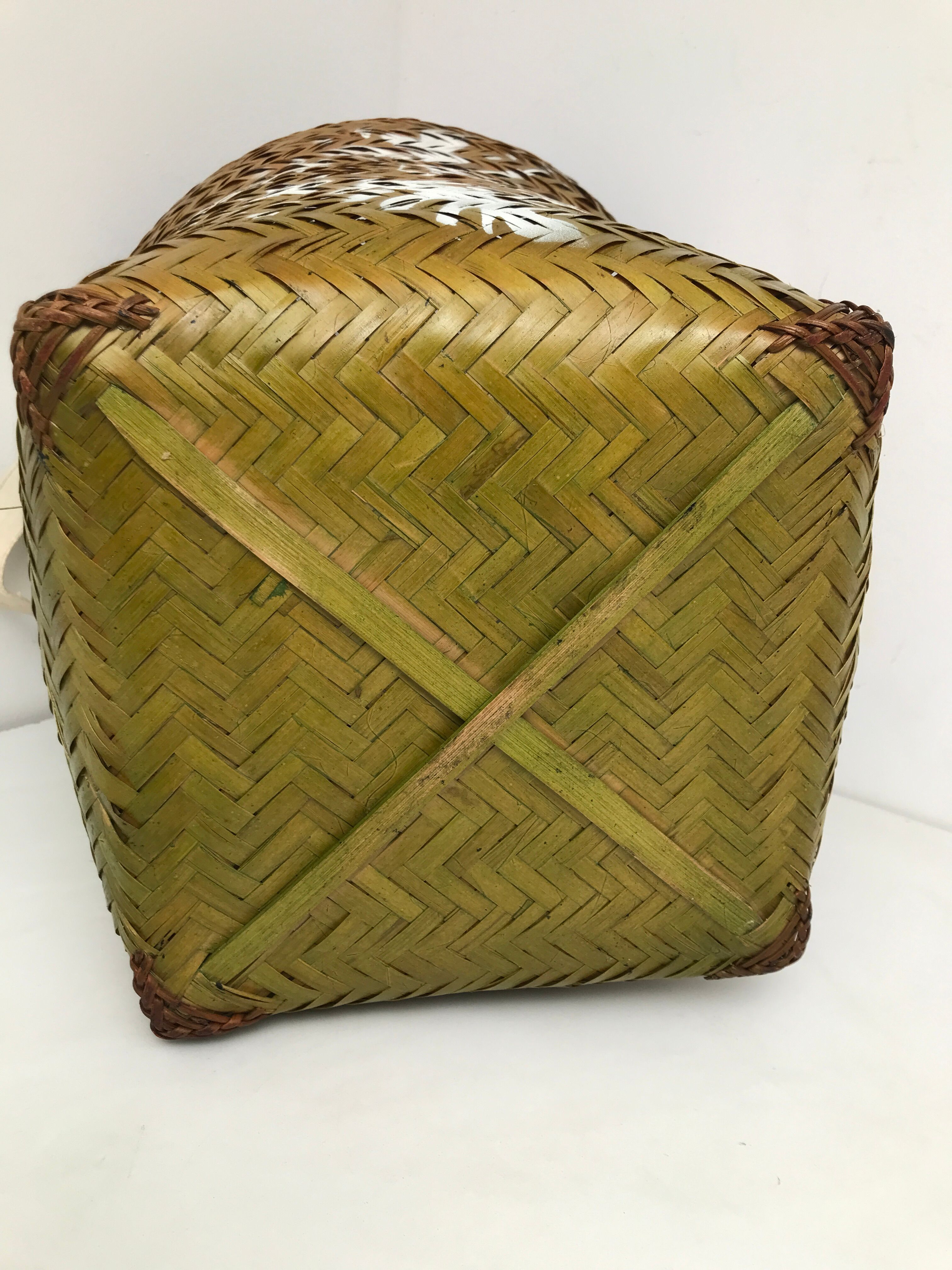 Vintage woven linen basket
