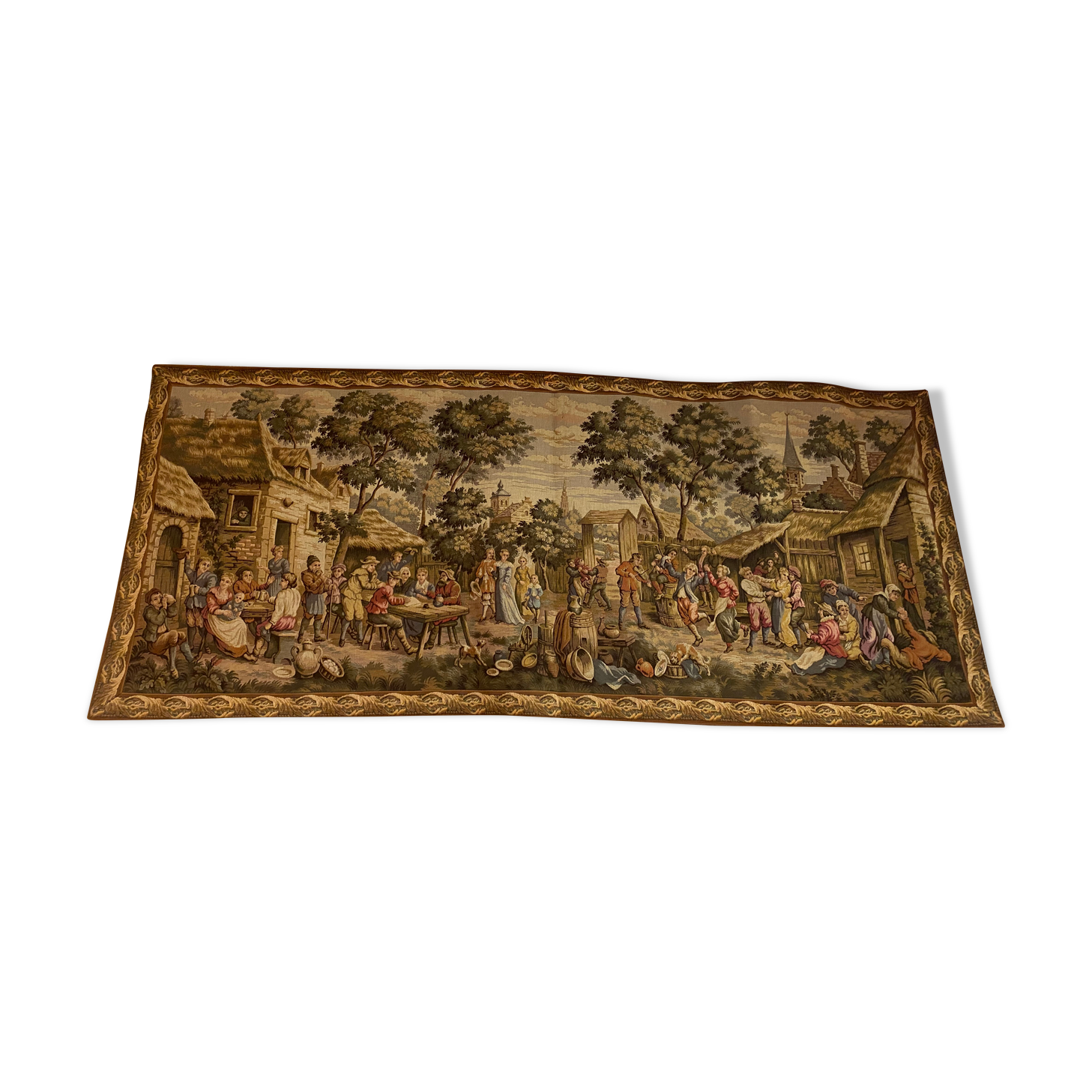 Tapestry of the Gobelins, village festival scene, perfect condition.