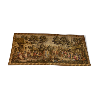 Tapestry of the Gobelins, village festival scene, perfect condition.