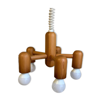 Pine candlestick, from the 80s, by Hustadt – Leuchten