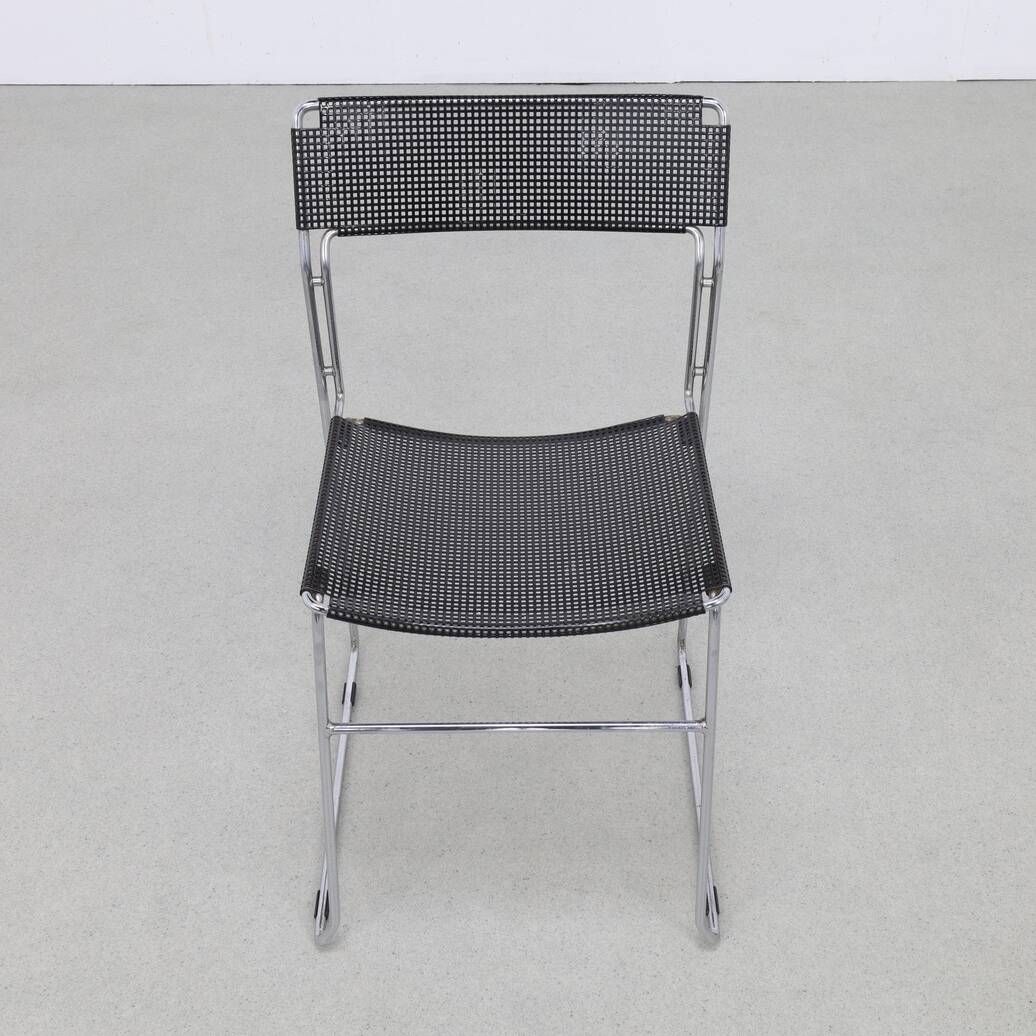 4x Dining Chair in Perforated Metal by Arrben Italy, 1980s